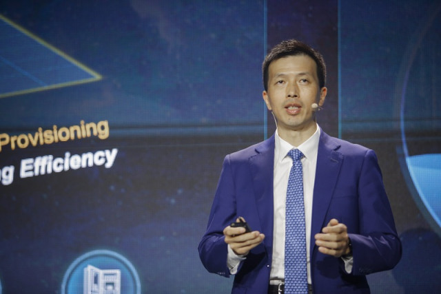 Peng Song, President of ICT Strategy &amp; Marketing of Huawei, delivers a keynote speech