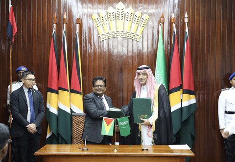 (from left to right): Guyana Minister of Finance, Hon. Dr. Ashni Singh &amp; The Saudi Fund for Development (SFD) Chief Executive Officer, H.E. Sultan Al-Marshad (Photo: AETOSWire)