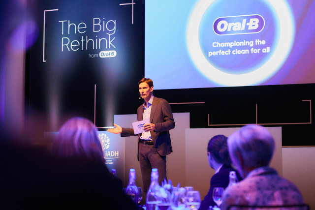 Benjamin Binot, P&amp;G Europe Oral Care Senior Vice President, announcing the launch of the Disability Champions Awards Programme and previewing the new iO2 toothbrush at Oral-B’s ‘Championing the Perfect Clean for All’ event in Amsterdam. (Photo: Business Wire)